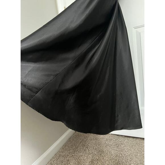 Jessica McClintock Y2K Vintage Whimsigoth Black Satin Gown Dress - Picture 7 of 8